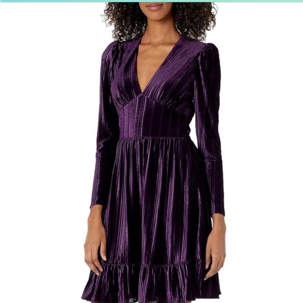 Shoshanna Laine Long-sleeve Dress In Eggplant